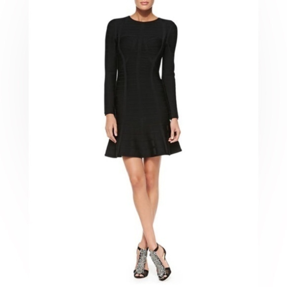 Herve Leger Barbara Novelty Long-Sleeve Bandage Dress